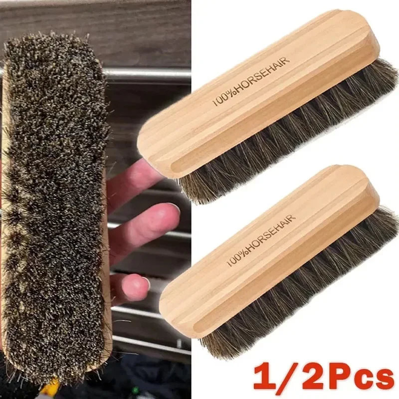 Seat Cleaner Fabric - KKJOY Multifunktionale Pferdehaar-Holzbürste für Autopflege, Polieren